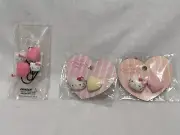 Hello Kitty Plush Elastic Hair Tie Ponytail Holder heart yellow pink Sanrio