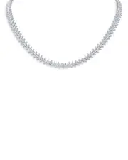Kenneth Jay Lane Alternating Marquise Cut Cubic Zirconia Tennis Necklace in Rhodium Plated, 16