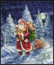 Santa in Winter Woods-Chart Needlework Crafts DIY Counted Cross Stitch Chart