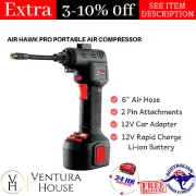 Air Hawk Pro Portable Air Compressor 12V Car Adapter Digital Tyre Pressure Gauge