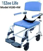 Healthline Aluminum Shower Commode Chair 18″ seat with Locking Casters Model...