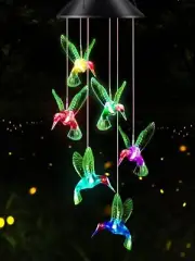 Gifts for Mom from Daughter Son Husband LED Solar Hummingbird Wind Chimes Ind...
