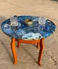 Blue Agate Table Top, Agate Coffee Table, Agate Stone Table, Blue Agate Table