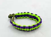ParaCord Knot Bracelet Green Purple Parachute Cord Survival Rope Tactical