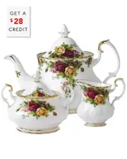 Royal Albert Old Country Roses 3pc Tea Set with $28 Credit