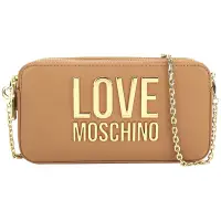 在飛比找Yahoo奇摩購物中心優惠-LOVE MOSCHINO 金字母荔紋皮可拆鍊帶斜背/手拿包