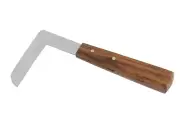 L-Shaped Hoof Knife Stainless Steel Blade & Wooden Handle for Livestock Trimming