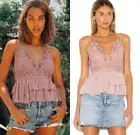 Intimately Free People Adella Cami Lace Bralette Top Mauve Summer Comfy XS NWT