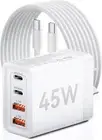 45W Dual USB-C Fast Charger, 4-Port Adapter with AUS Plug for Samsung & iPhone