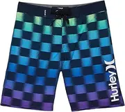 [Hurley] Boy's Checkered Boardshorts (Big Kids) Midnight Navy 18 Big Kid