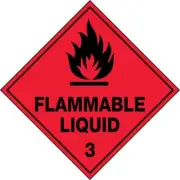 Flammable Liquid 3 Hazchem Warning Safety Sign 270x270mm Self Adhesive
