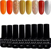 Warm Girl Gel Nail Polish 8 Dazzling Colors 6ML Beautiful Gel Polish Soak Off LED DIY Gel Nail Polish Kit Nail Art for Starter