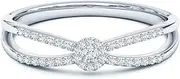 [Angara] Round Lab Created Diamond Clustre Split Shank Promise Ring in 925 Sterling Silver for Women | April Birthstone Jewellery for Her