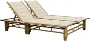 2-Person Sun Lounger with Cushions Bamboo Outdoor Seating, Sun Loungers