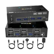 8K KVM Switch 2 Monitors 2 Computers Displayport HDMI, Dual Monitor USB 3.0 D...