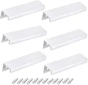 6PCS Edge Pulls for Cabinets Finger Pull Cabinet Hardware Aluminum Hidden Cabinet Handles Edge Pulls Handle 80mm for Furniture Drawer (White)