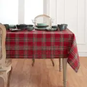 Solino Home Rectangle Linen Tablecloth for Christmas Party, Classic Tartan Plaid
