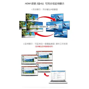 伽利略 HDMI2.0 影音分配器 2進4出 HDS204A