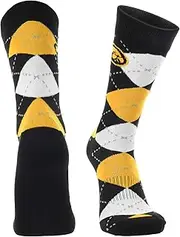 TCK Iowa Hawkeyes Argyle Dress Socks NCAA Fanwear Crew Length
