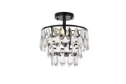 Elegant Lighting 1103F12 Mila 3 Light 12"W Semi-Flush Waterfall - Black