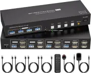8K Dual Monitor HDMI KVM Switch 4 Computer 2 Monitor 8K 60Hz 4K 120Hz 4 Port KVM