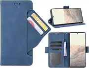 [GoshukunTech] Phone Cover for Google Pixel 6 5G,for Google Pixel 6 5G Wallet Case[ 5 Card Slots Leather Wallet ] Soft TPU Inner Case Flip Cover Stand Feature -Navy Blue