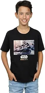 [Absolute Cult] Star Wars Boys The Mandalorian Scout Troopers T-Shirt Black 3-4 Years