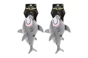 2x Paws & Claws Pet Dog 50cm Angry Shark Mega Soft Plush Chew Toy w Squeaker GRY