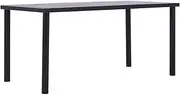 [vidaXL] Dining Table - 160cm Black Concrete Grey Rectangular MDF/Metal Modern Kitchen/Dining Room Indoor/Outdoor