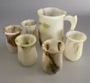 Set 6 Vintage Natural Onyx Marble Pitcher & Glasses - Water, Juice, Wine ❤️