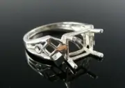5437 STERLING SILVER RING SETTING, 10X8 MM EMERALD GEMSTONE, SIZE 10