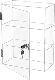 Choowin 3 Shelf Acrylic Display Case with Lock Key, Clear Locking Display Case Showcase Cabinet with Fixed Shelves - Safe Storage for Collectibles, 11.8x5.9x15.7 inch