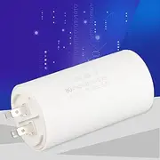CBB60 Capacitor 80uF Motor Run Round Capacitor, Cylinder Shaped for Air Conditioners, Compressors, Motors, Lightweight and Heat Resisting Run with Plastic Cover,