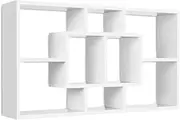 Artiss Floating Wall Shelf, 8 Compartments Shelves Corner Adhesive Bookshelf Storage Display Rack Decor Bathroom Organiser, Wall-Mounted Sturdy Frames Thick Edge White