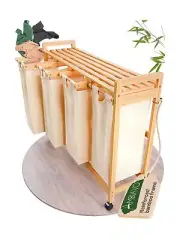 Laundry Sorter with 4 Sections beige, Laundry Hamper with Removable Cotton Ba...
