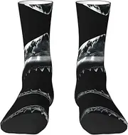 [JEJEA] Shark1 print Socks For Men and Women Men's Moisture Control Crew Socks Gifts For Golf, Hunting, Camping
