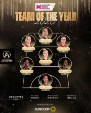 Netball team of the year poster, champions,vixens,premiers diamonds,swift’s nsw