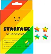 Starface Rainbow Stars, Hydrocolloid Pimple Patches, Absorb Fluid and Reduce Inflammation, Cute Star Shape, Vegan and Cruelty-Free Skincare (32 Count)