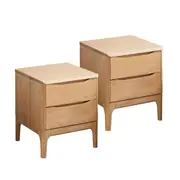 MIUZ 2x Bedside Tables Drawers Side Table Nightstand Storage Cabinet Solid American Oak Wood