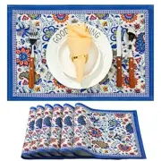 Dining Table Placemats Set of 6 Cotton Linen Cloth Non Slip Table Mats