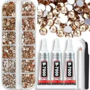 B7000 Clear Glue with 4000PCS Champagne Mixed 2mm 3mm 4mm 5mm 6mm 24-Champagne