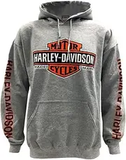 [HARLEY-DAVIDSON] Men's Bar & Shield Logo Pullover Hooded Sweatshirt, Gray