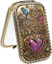 VICASKY Folding Small Mirror Portable Pocket Makeup Mirror Dual-Sided Travel Vanity Retro Metal Design Ideal Women