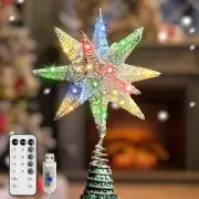 Christmas Tree Topper Star with Colorful 50 LED Lights, Star Tree Topper for Chr