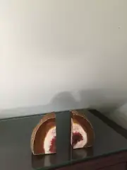 Very Heavy Geode Agate Bookends Carved from 1 Stone