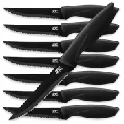 Serrated Steak Knives Set of 8, Elegant Black Ultra Sharp Knives, Dishwasher ...