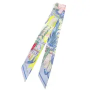 Hermes Twilly Dance Pacific Silk Blue Ciel Veil Rose Pale Scarf 2503