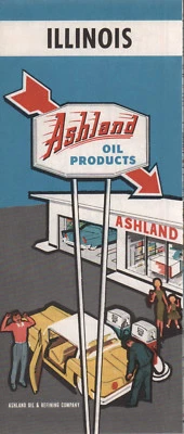 1960 Ashland Road Map: Illinois NOS