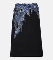 [Dries Van Noten] Dries Van Noten Sequined wool-blend midi skirt AU 14 black