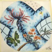 BEAUTIFUL HP NEEDLEPOINT CANVAS: FLORAL BUTTERFLY ABSTRACT SEAT COVER BM